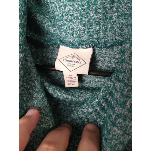 St. Johns Bay Green Waffle Turtleneck Long Sleeve Curved Hemline Top. Size PL - Picture 4 of 11
